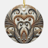Glitternes Blumenmuster mit Edelstein Keramik Ornament (Vorne)