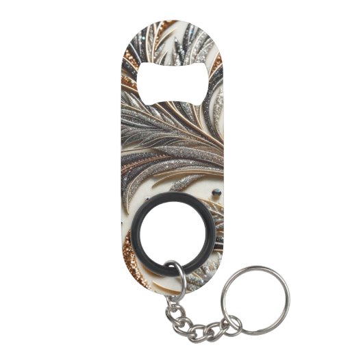 Glitternes Blumenmuster mit Edelstein Mini Flaschenöffner (Rückseite)