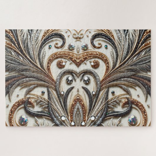 Glitternes Blumenmuster mit Edelstein Puzzle (Horizontal)