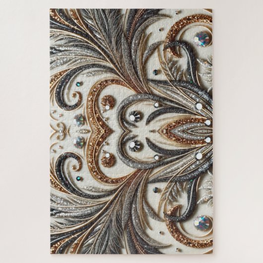 Glitternes Blumenmuster mit Edelstein Puzzle (Vertikal)