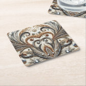 Glitternes Blumenmuster mit Edelstein Rechteckiger Pappuntersetzer (angewinkelt)