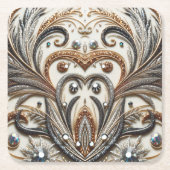 Glitternes Blumenmuster mit Edelstein Rechteckiger Pappuntersetzer (Vorderseite)