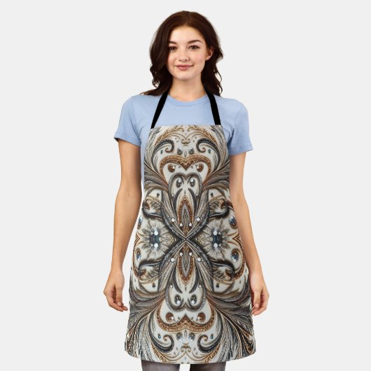 Glitternes Blumenmuster mit Edelstein Schürze (Getragen)