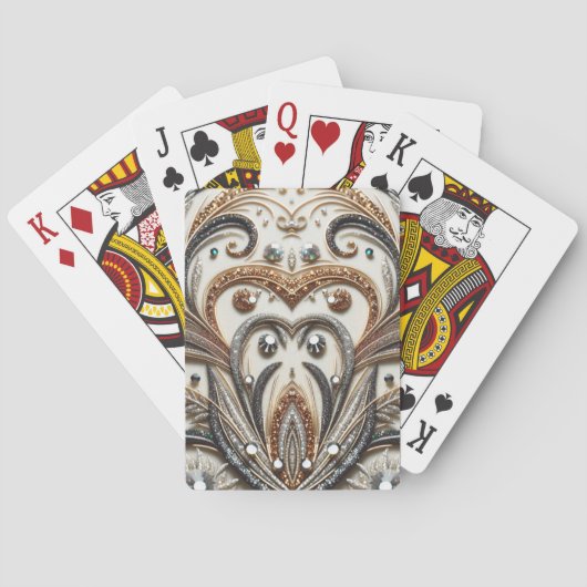 Glitternes Blumenmuster mit Edelstein Spielkarten (Rückseite)