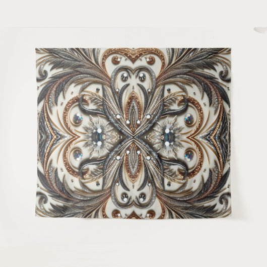 Glitternes Blumenmuster mit Edelstein Wandteppich (Vorderseite (Horizontal))