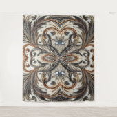 Glitternes Blumenmuster mit Edelstein Wandteppich (Vorderseite)