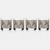 Glitternes Blumenmuster mit Edelstein Whiskyglas (Rechts)