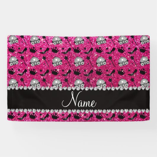 Glitterprinzessin-Krone Neonwand des heißen Rosas Banner (Horizontal)