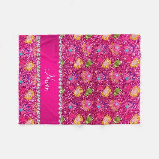 Glitterprinzessinneonfrösche des heißen Rosas des Fleecedecke (Vorderseite (Horizontal))