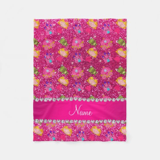 Glitterprinzessinneonfrösche des heißen Rosas des Fleecedecke (Vorderseite)