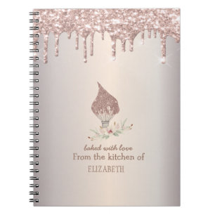 Glitterquaste Rose Gold Glittertropfen Bäckerei Notizblock