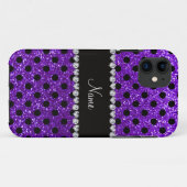 Glitterschwarz-Polkapunkte des Nameindigos lila Case-Mate iPhone Hülle (Rückseite (Horizontal))