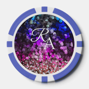 Glittersequenz in Monogramm Pokerchips