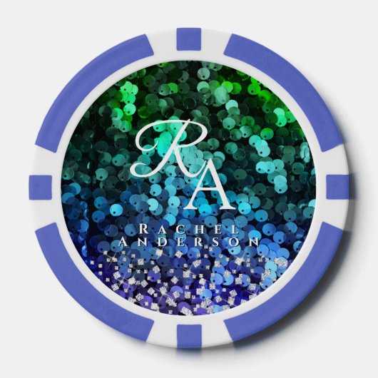 Glittersequenz in Monogramm Pokerchips (Vorderseite)
