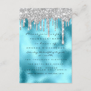 Glittertropfen Silber Blau Braut Sweet 16 Ozean Einladung