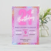 Glittery 21. Geburtstag Einladung (Stehend Vorderseite)