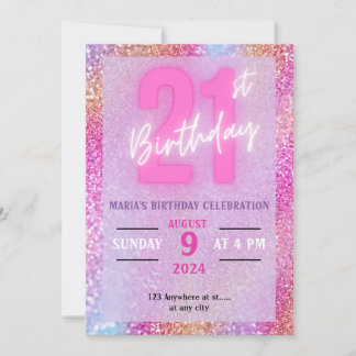 Glittery 21. Geburtstag Einladung