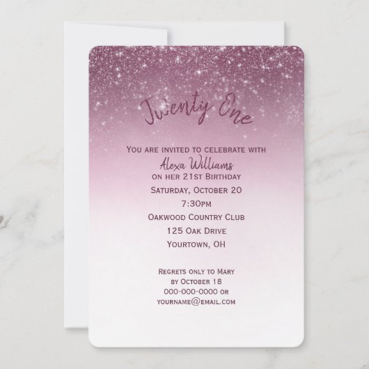Glittery 21. Geburtstag Party Einladung (Vorderseite)