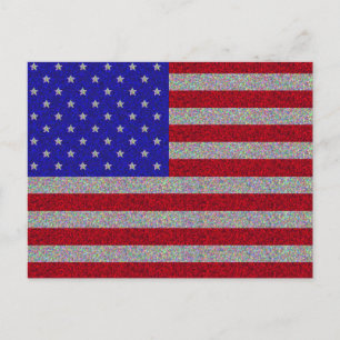 Glittery American Flag Postkarte
