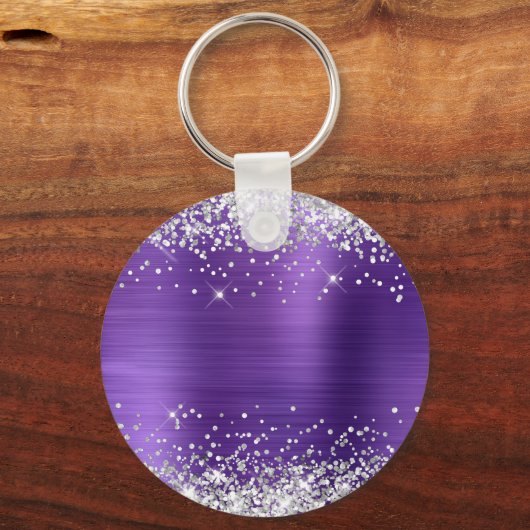 Glittery Amethyst Foil Extravagant Monogram Schlüsselanhänger (Rückseite)