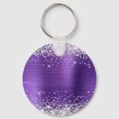 Glittery Amethyst Foil Extravagant Monogram Schlüsselanhänger (Rückseite)