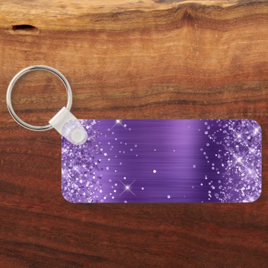 Glittery Amethyst Foil Extravagant Monogram Schlüsselanhänger (Rückseite)