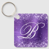 Glittery Amethyst Foil Extravagant Monogram Schlüsselanhänger (Vorderseite)