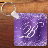 Glittery Amethyst Foil Extravagant Monogram Schlüsselanhänger (Vorderseite)