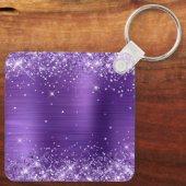 Glittery Amethyst Foil Extravagant Monogram Schlüsselanhänger (Rückseite)