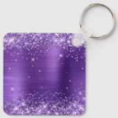 Glittery Amethyst Foil Extravagant Monogram Schlüsselanhänger (Rückseite)