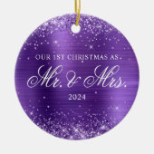 Glittery Amethyst Foil Unser 1. Weihnachtsfest Fot Keramik Ornament (Vorne)