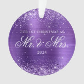 Glittery Amethyst Foil Unser 1. Weihnachtsfest Fot Ornament (Vorderseite)