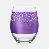 Glittery Amethyst Glam Name Weinglas Ohne Stiel (Rückseite)