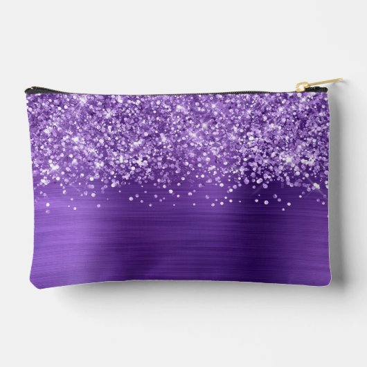 Glittery Amethyst Glam Script Name Zubehörtasche (Rückseite)