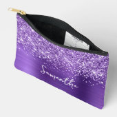 Glittery Amethyst Glam Script Name Zubehörtasche (Offen)