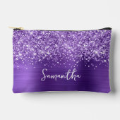 Glittery Amethyst Glam Script Name Zubehörtasche (Vorderseite)