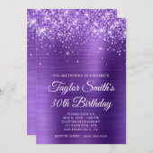 Glittery Amethyst Lila 30. Geburtstag Einladung (Vorne/Hinten)