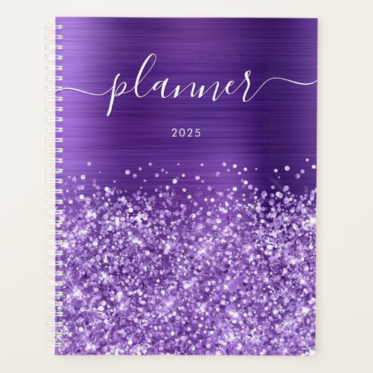 Glittery Amethyst Lila Glam 2025 Planer (Vorderseite)
