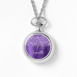 Glittery Amethyst Lila Glam Name Armbanduhr