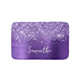 Glittery Amethyst Lila Glam Name Badematte