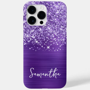 Glittery Amethyst Lila Glam Name Case-Mate iPhone 14 Pro Max Hülle