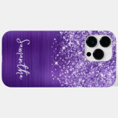 Glittery Amethyst Lila Glam Name Case-Mate iPhone Hülle (Rückseite (Horizontal))