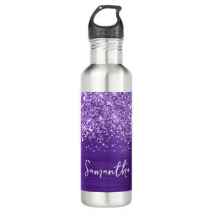 Glittery Amethyst Lila Glam Name Edelstahlflasche
