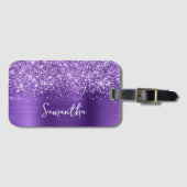Glittery Amethyst Lila Glam Name Gepäckanhänger (Vorderseite (Horizontal))