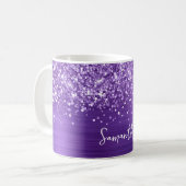 Glittery Amethyst Lila Glam Name Kaffeetasse (Vorderseite Links)
