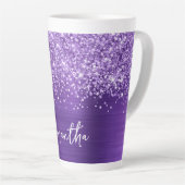 Glittery Amethyst Lila Glam Name Milchtasse (Rechte Ecke)