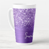 Glittery Amethyst Lila Glam Name Milchtasse (Linke Ecke)