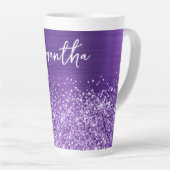 Glittery Amethyst Lila Glam Name Milchtasse (Rechte Ecke)