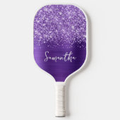 Glittery Amethyst Lila Glam Name Pickleball Schläger (Vorderseite)