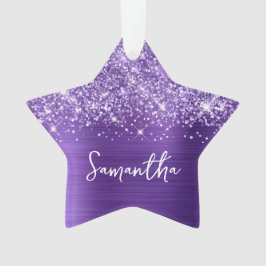 Glittery Amethyst Lila Glam Name Star Ornament